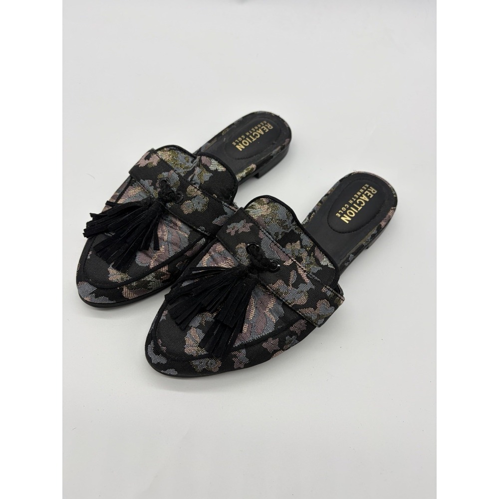 Reaction Kenneth Cole Black Paris Patchwork Mule Loafers Womens Size 6.5